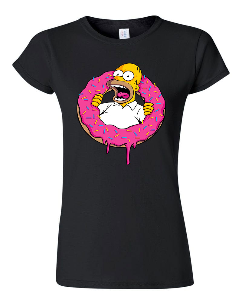 fánk homer donut simpson Fekete Női Póló