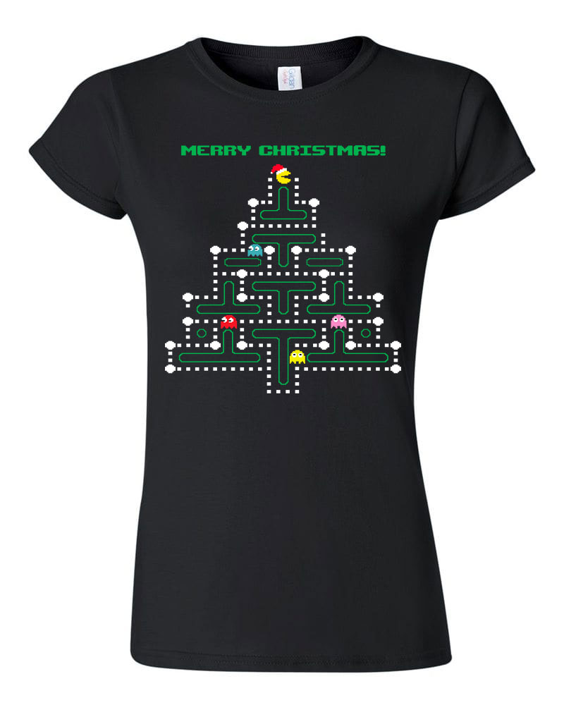pac man karácsony ronda pulcsi Fekete Női Póló
