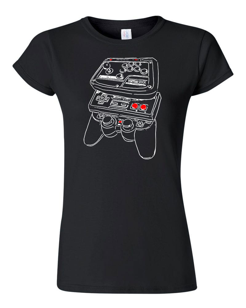 gamer joystick sega Fekete Női Póló