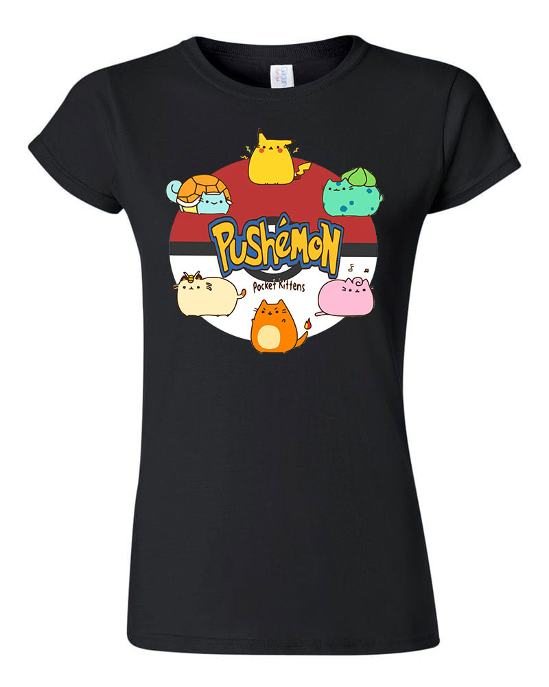 pokemon pusheen macska macskás Fekete Női Póló