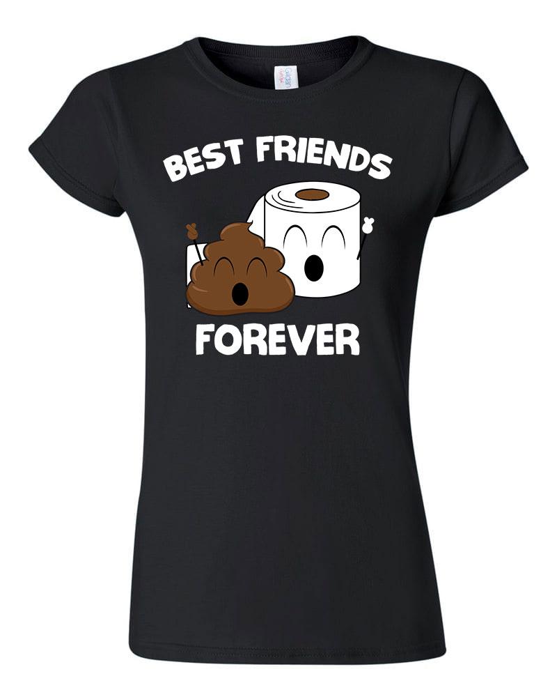 bff best friends kaki kaka wc papír Fekete Női Póló