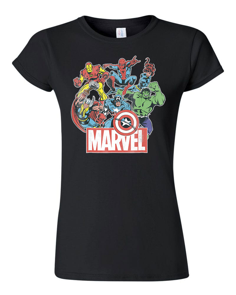 marvel avengers bosszúállók vasember thor pókember Fekete Női Póló