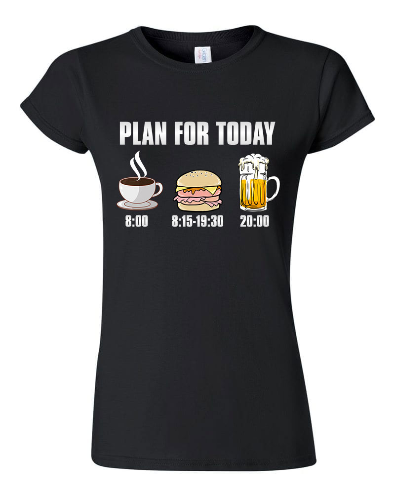 kávé sör hamburger plan Fekete Női Póló