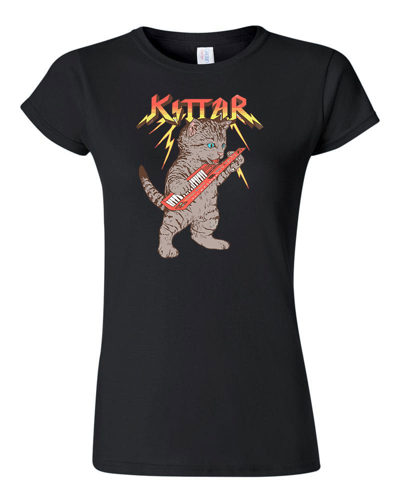 macska macskás cica cicás gitár Fekete Női Póló