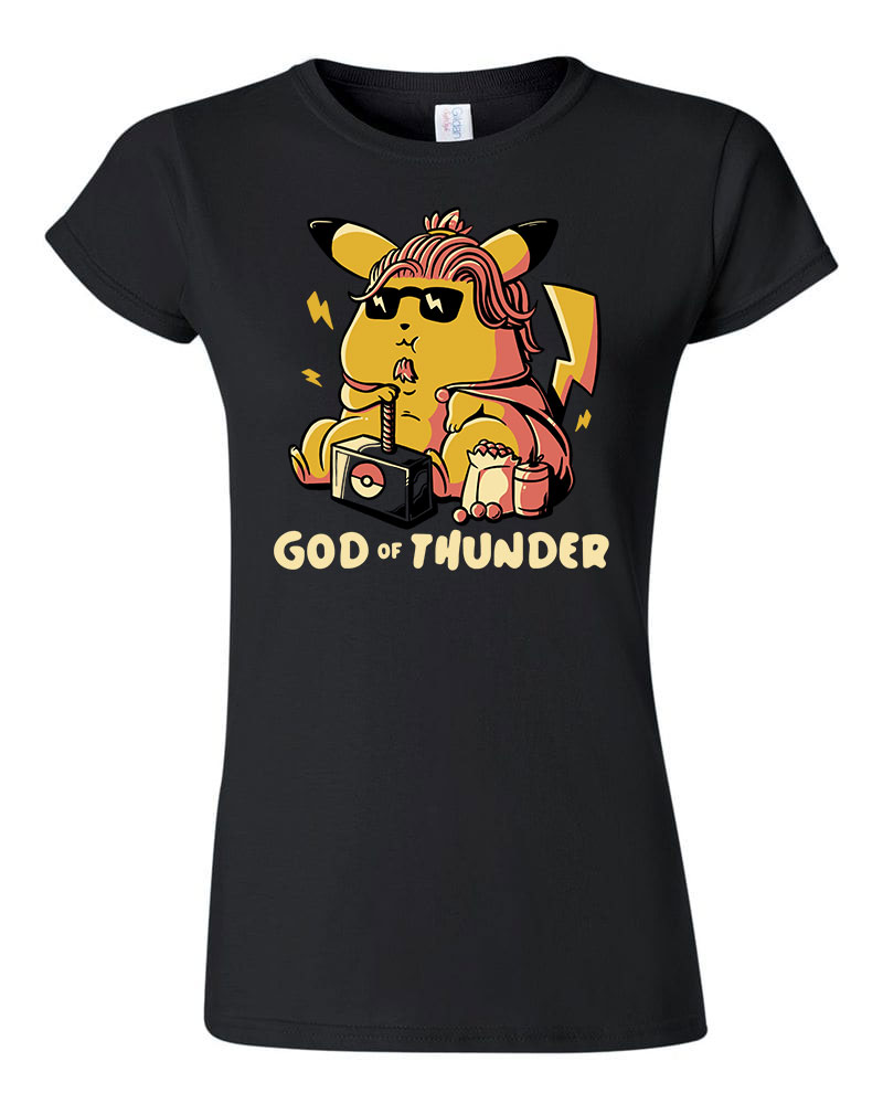 Thor pikachu humor Fekete Női Póló
