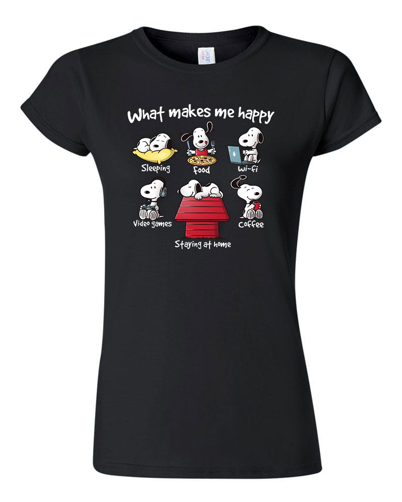 snoopy kutya boldogság Fekete Női Póló