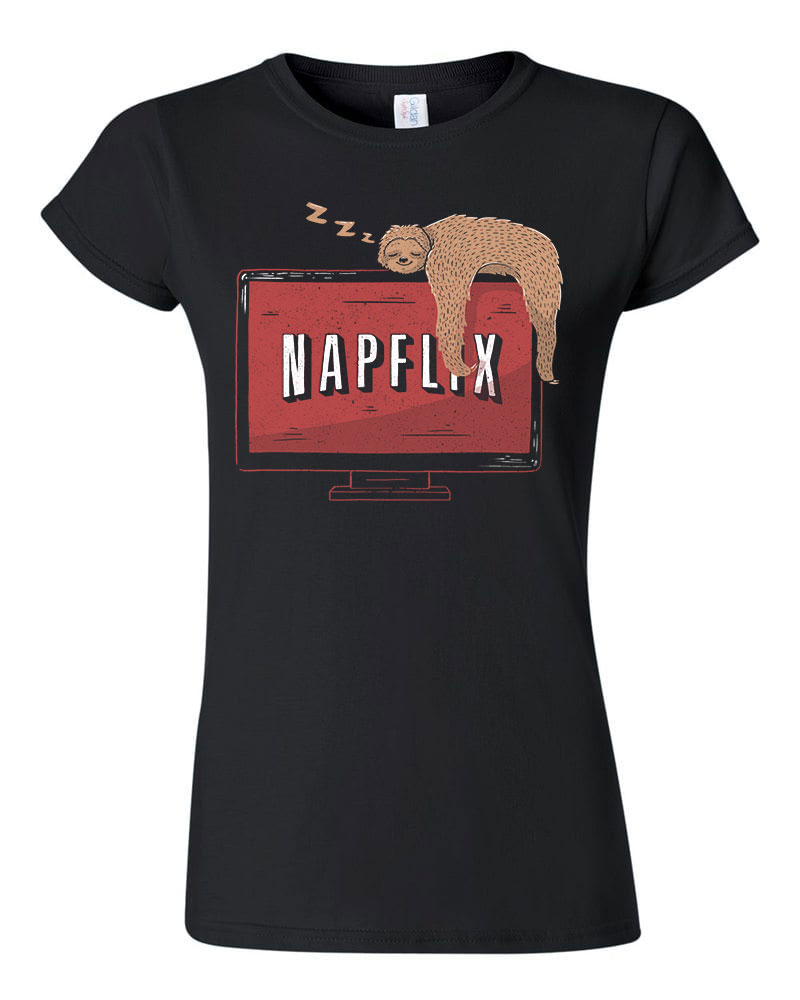 napflix netflix lajhár lusta Fekete Női Póló