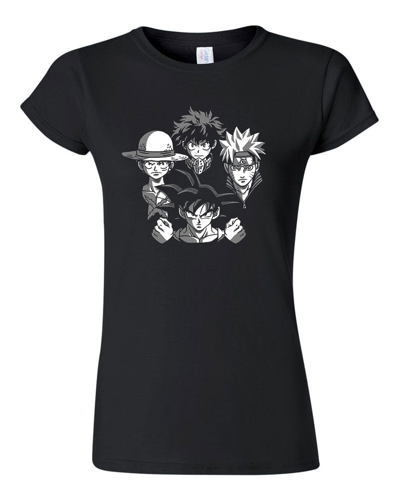 dragon ball naruto one piece hősakadémia my hero academy Fekete Női Póló