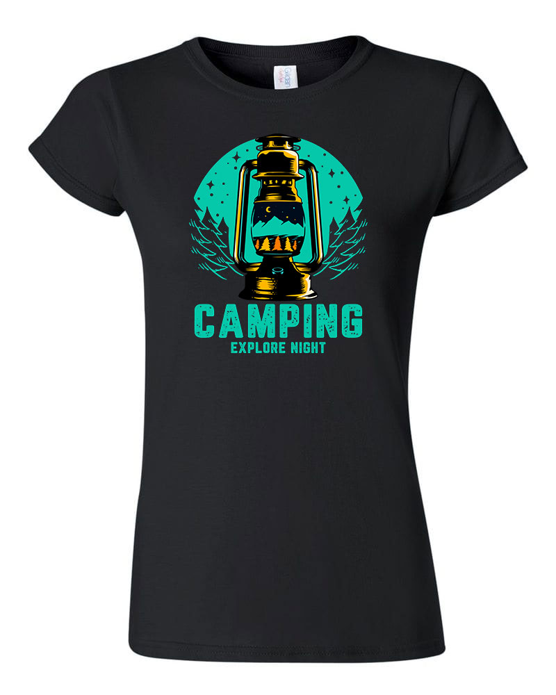 kemping kempingezés camping Fekete Női Póló