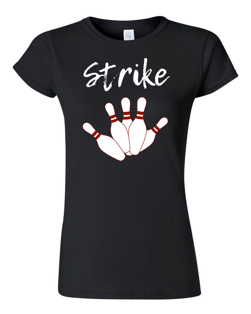 bowling strike Fekete Női Póló