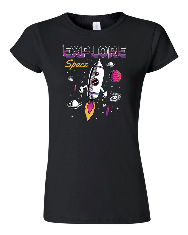 explore space űrhajó Fekete Női Póló