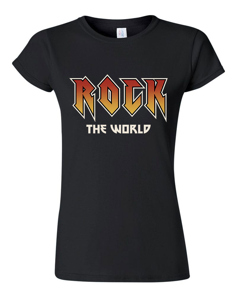 rock the world Fekete Női Póló