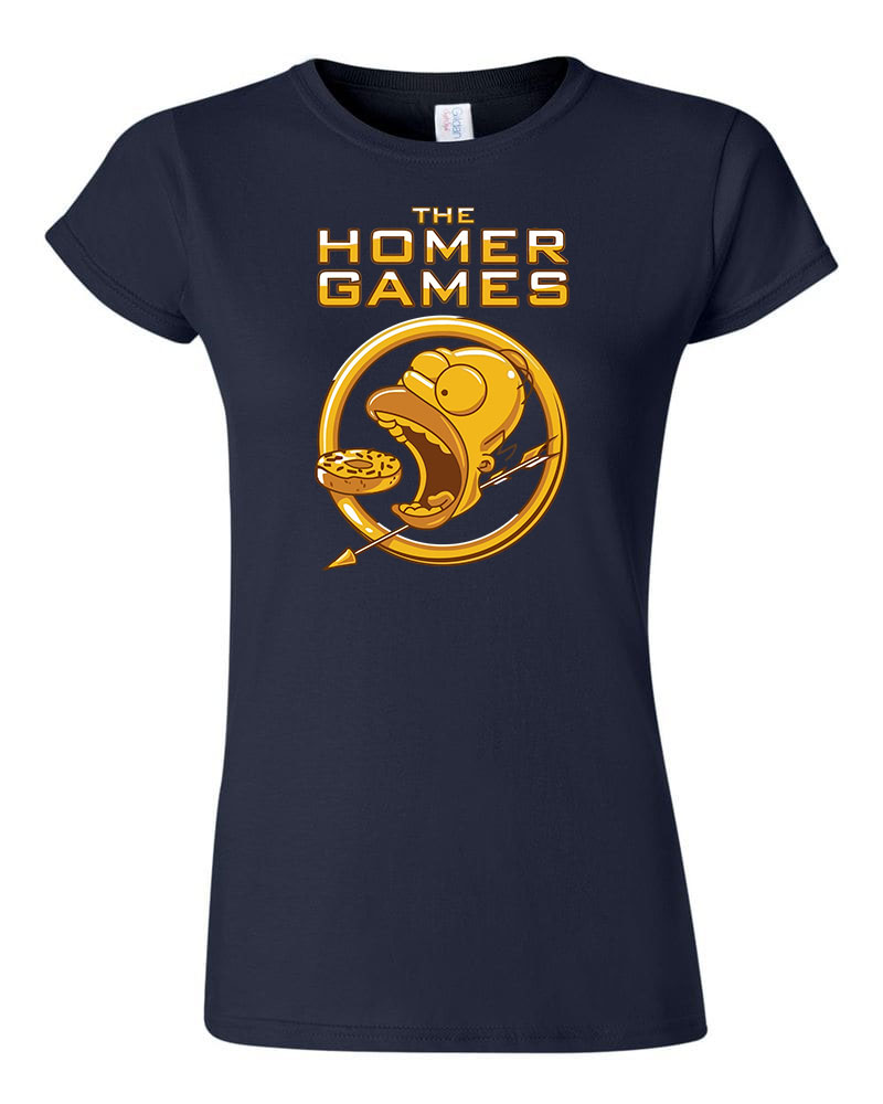 Homer Simpson Hunger Games fánk donut Sötétkék Női Póló