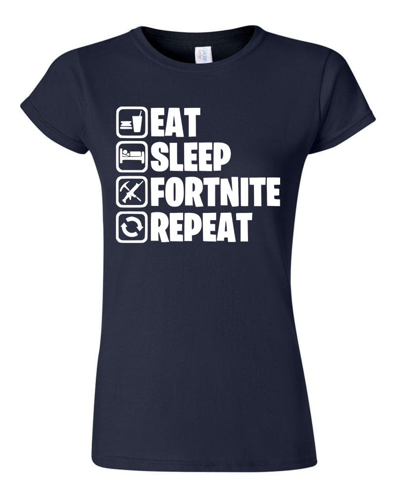 eat sleep fortnite repeat Sötétkék Női Póló