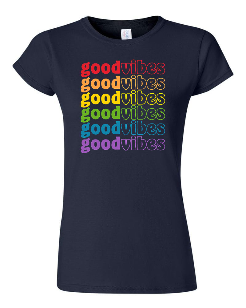 good vibes szivárvány Sötétkék Női Póló