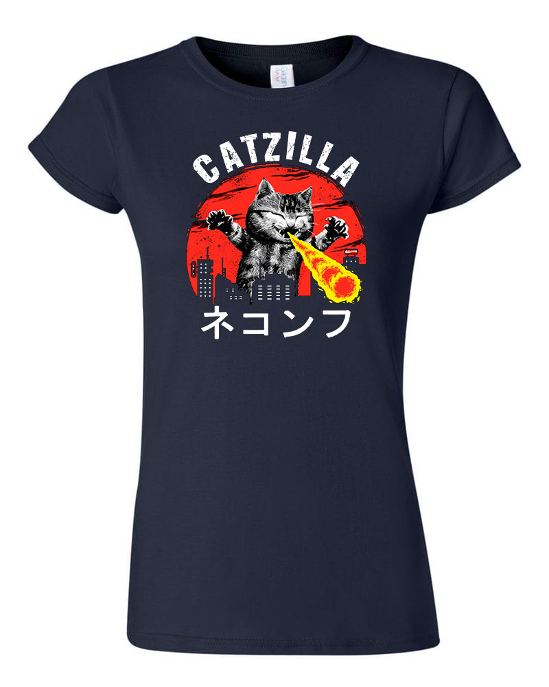 catzilla macska macskás cica cicás Sötétkék Női Póló