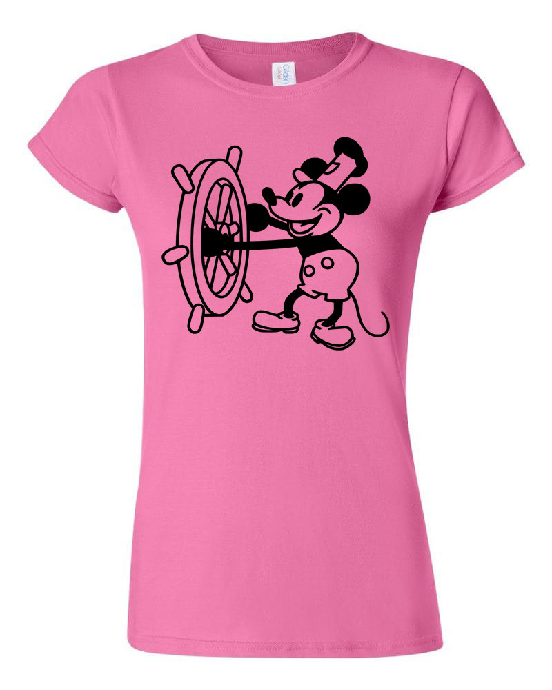 retro mickey egér steamboat willie Rózsaszín Női Póló