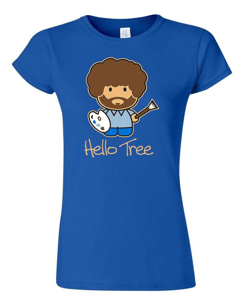 Bob Ross festészet festő Kék Női Póló