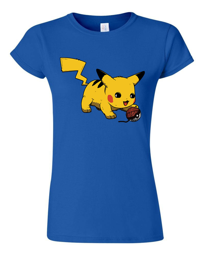 Pokemon Pikachu Macska Macskás Kék Női Póló