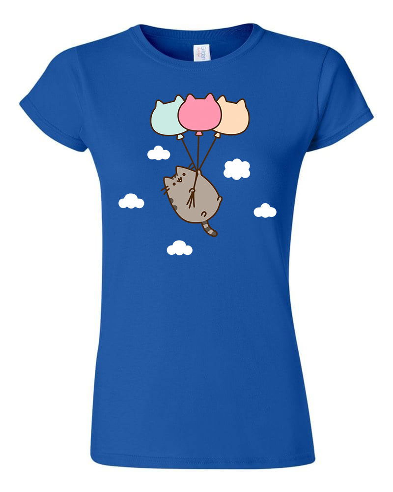Pusheen macska macskás lufi cica cicás Kék Női Póló