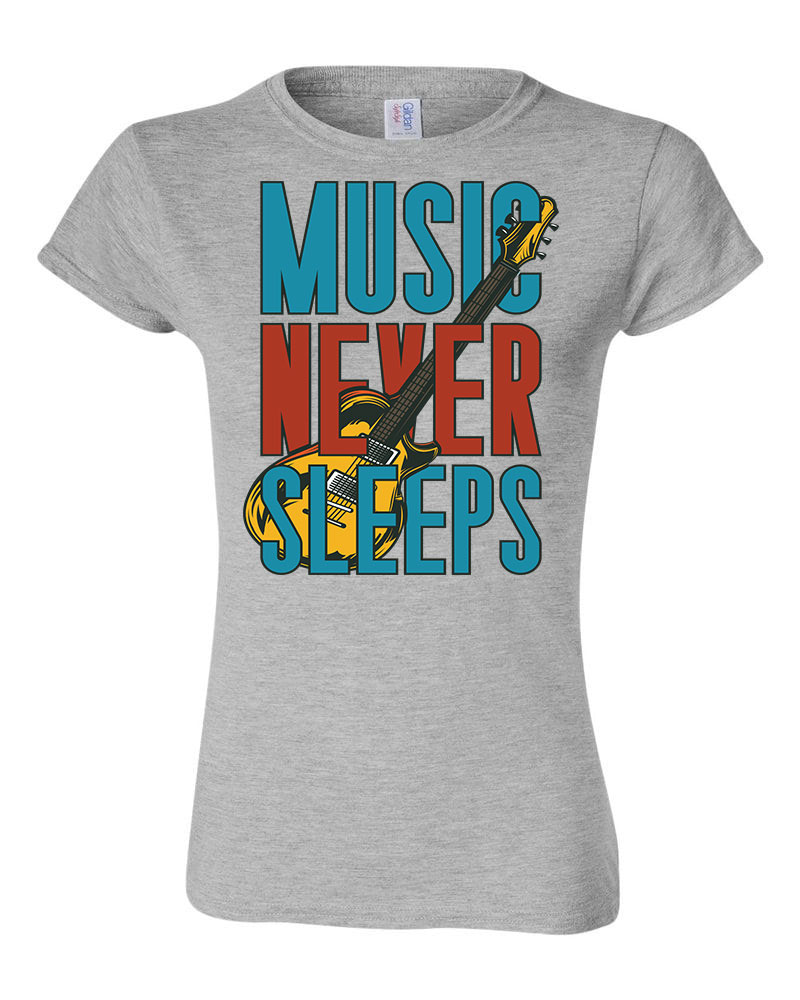 Music Never Sleeps gitár gitáros Sportszürke Női Póló