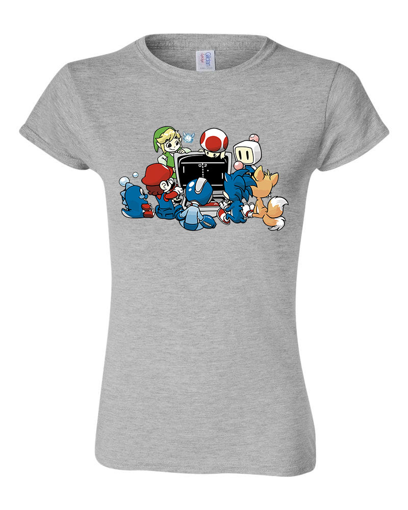 gamer sonic mario zelda megamen Sportszürke Női Póló