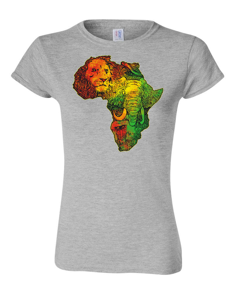 Afrika állatai elefánt oroszlán Sportszürke Női Póló