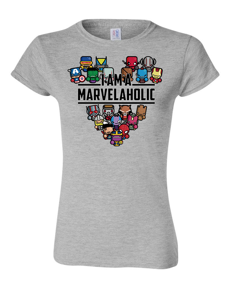 marvel avengers bosszállók pókember hulk thir vasember groot rocket raccoon galaxis őrzői Sportszürke Női Póló