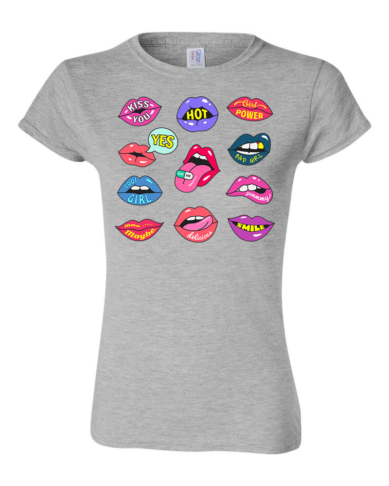 lips ajak ajkak száj  Sportszürke Női Póló
