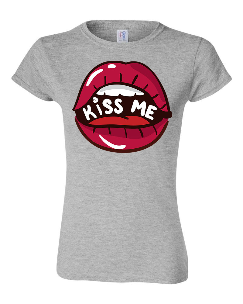 kiss me lips ajak ajkak száj Sportszürke Női Póló