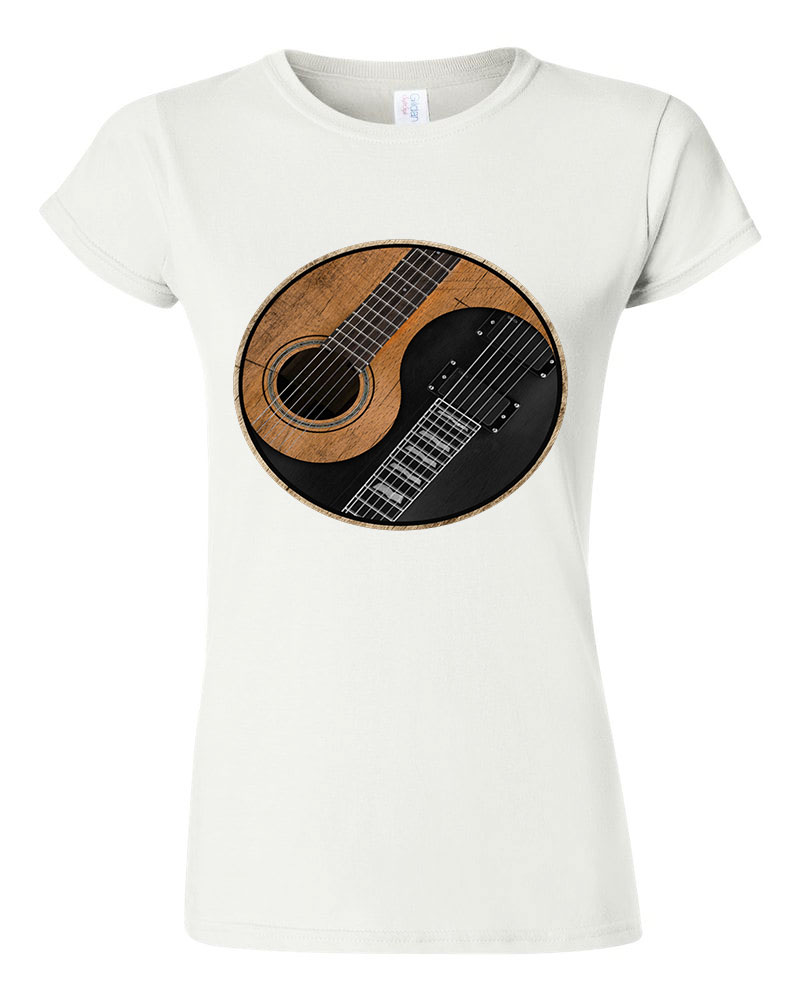 Gitár Yin Yang Fehér Női Póló