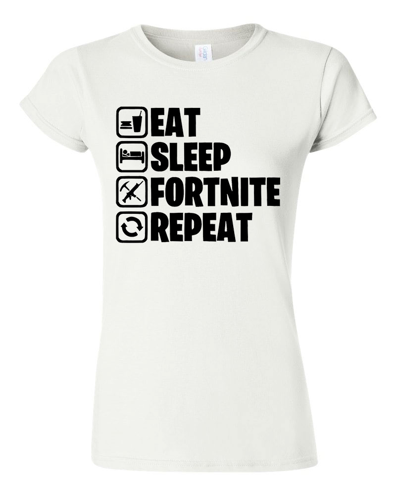 eat sleep fortnite repeat Fehér Női Póló