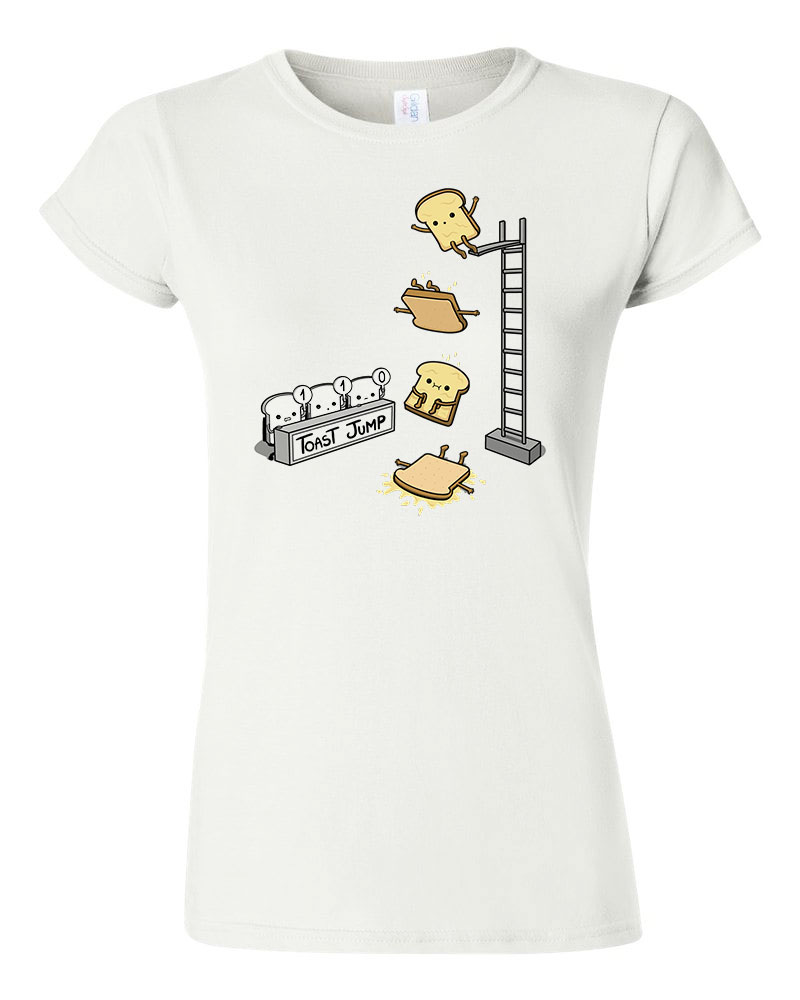 toast jump kenyér humor Fehér Női Póló