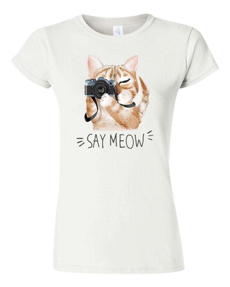say meow macska macskás cica cicás Fehér Női Póló