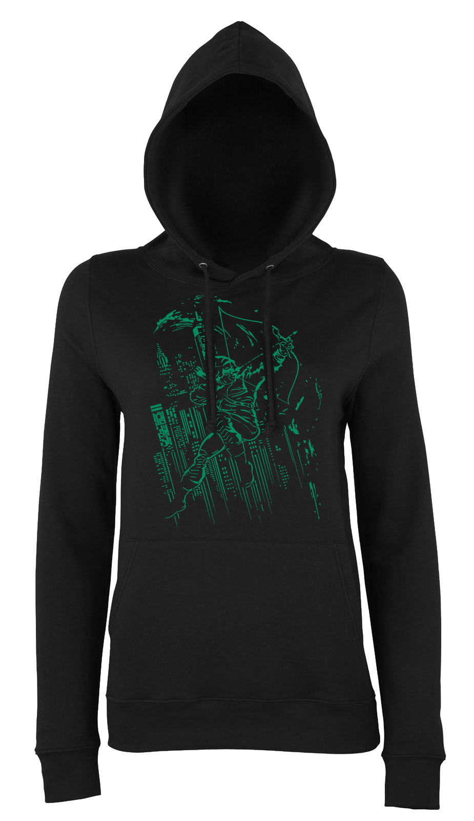 Green Arrow Zöld Íjjász Fekete Női Kapucnis Pulóver