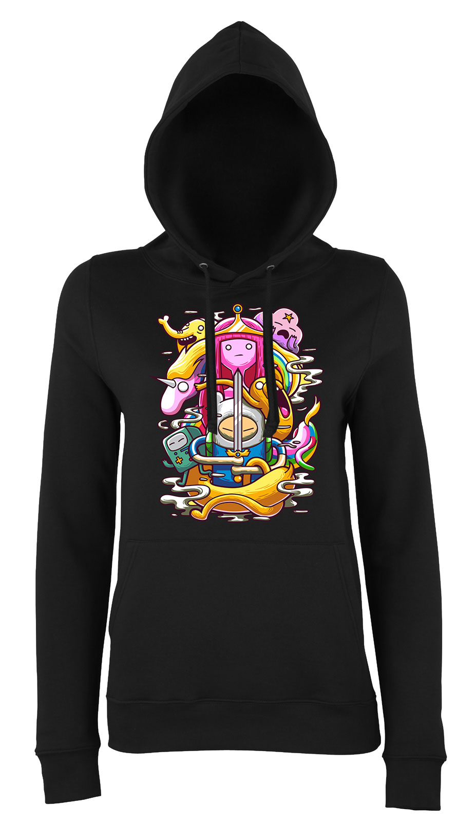 Adventure Time Fekete Női Kapucnis Pulóver