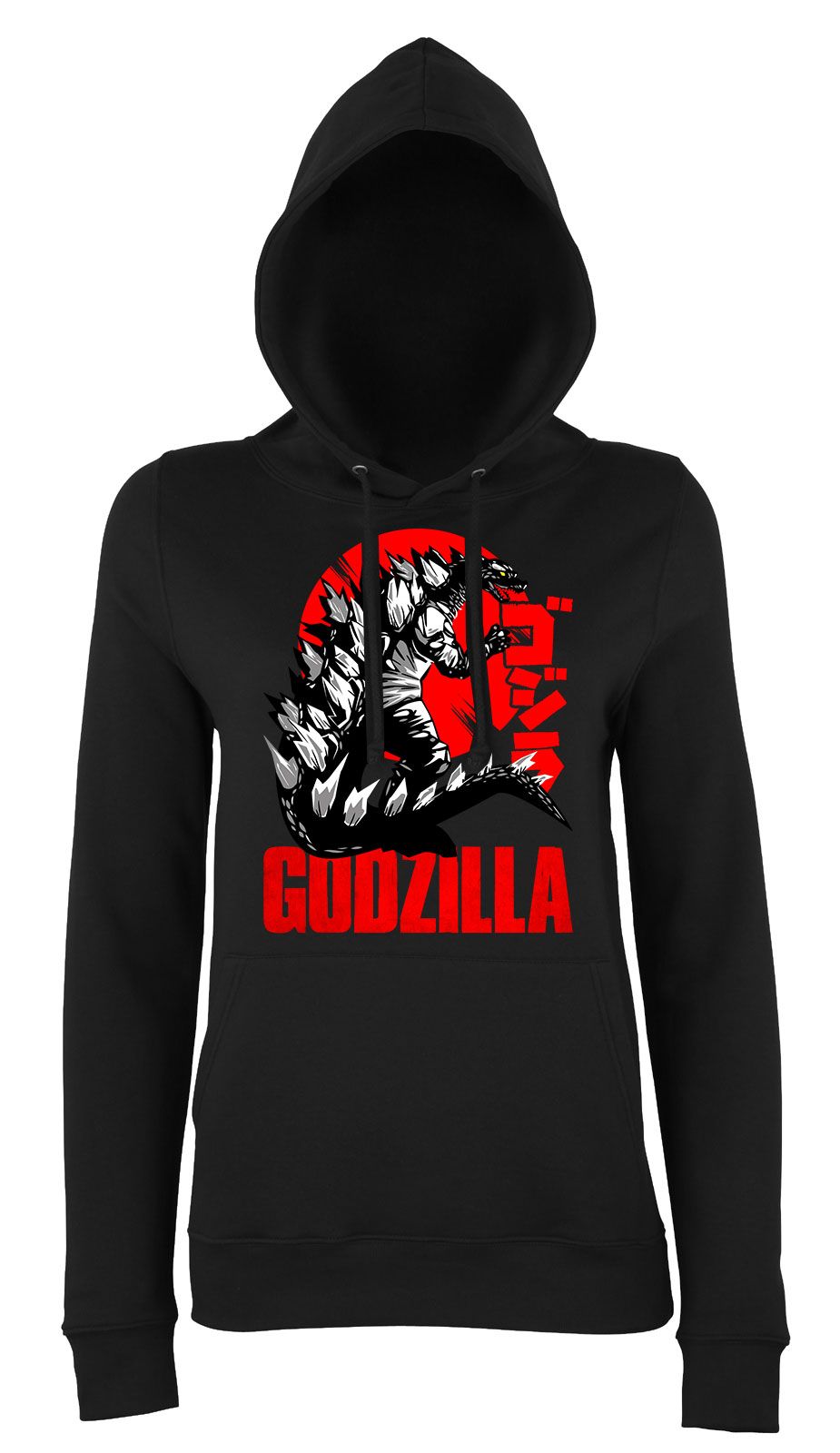 Godzilla Fekete Női Kapucnis Pulóver