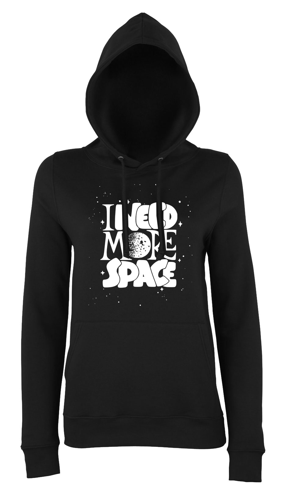 i need more space Fekete Női Kapucnis Pulóver