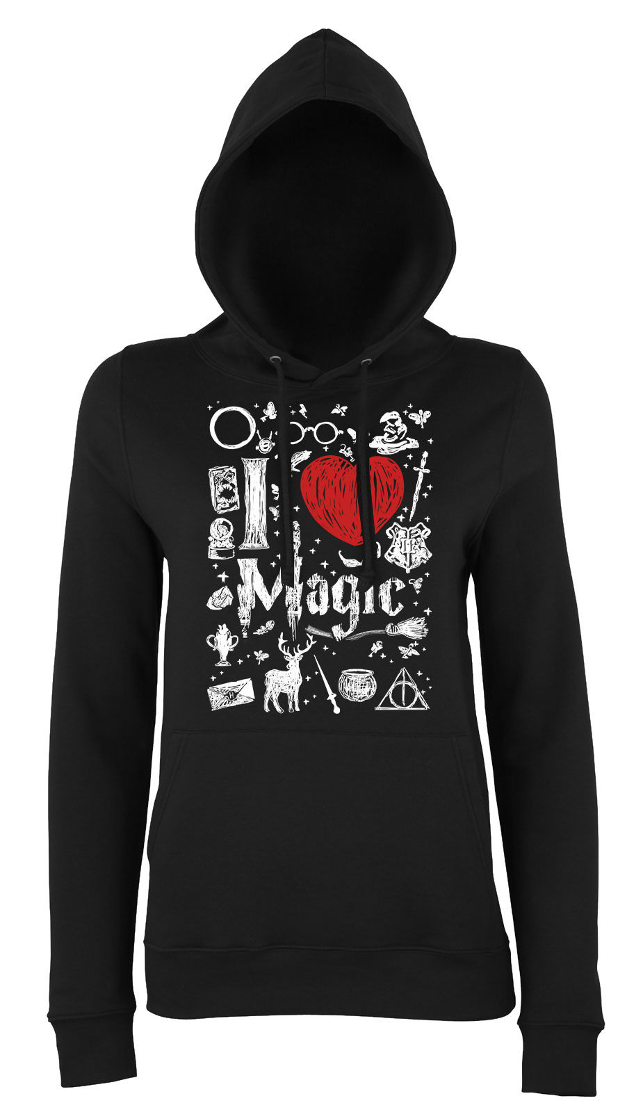 Harry Potter Magic patronus Fekete Női Kapucnis Pulóver
