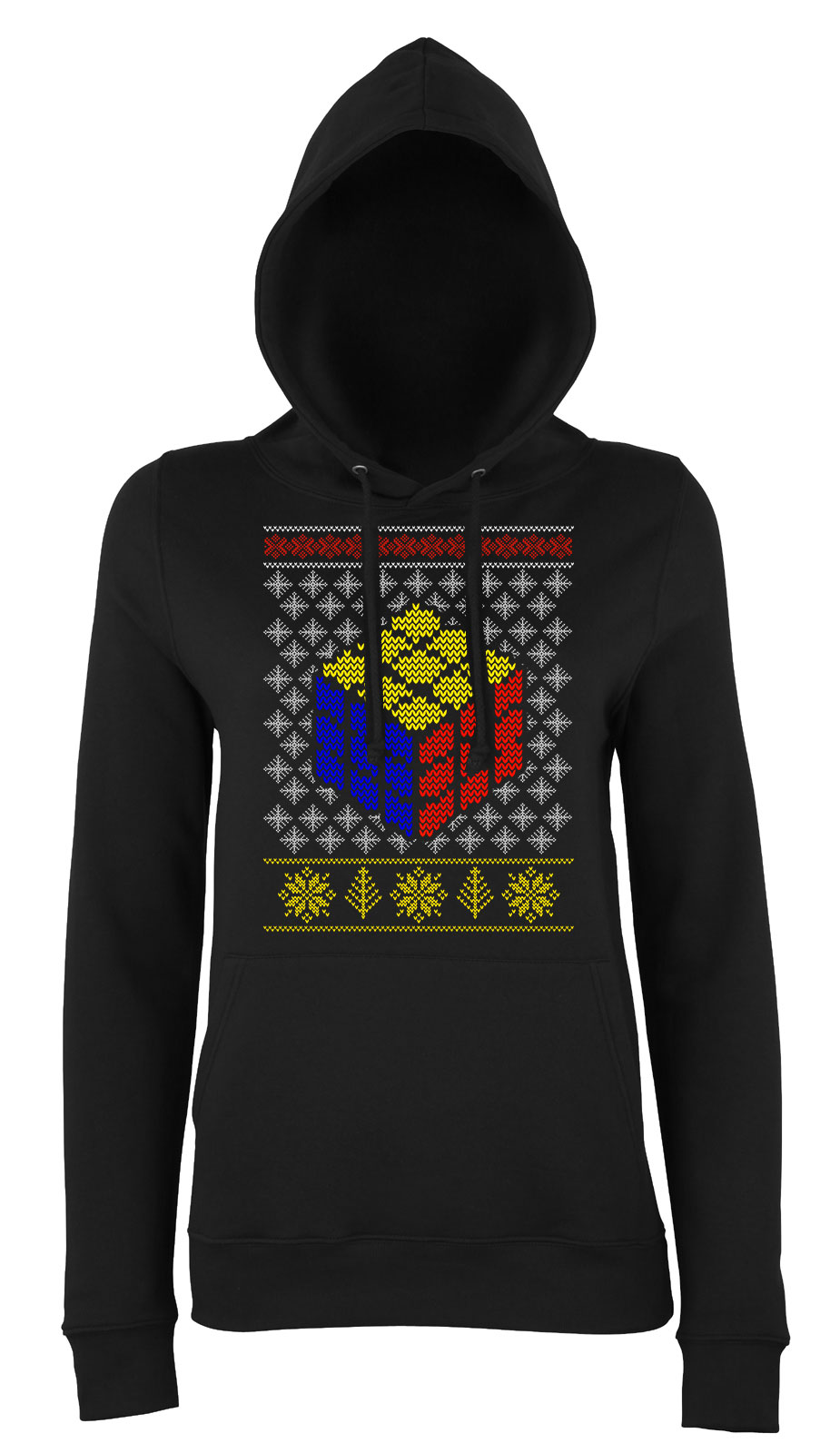 Rubik kocka karácsony ronda pulcsi Fekete Női Kapucnis Pulóver