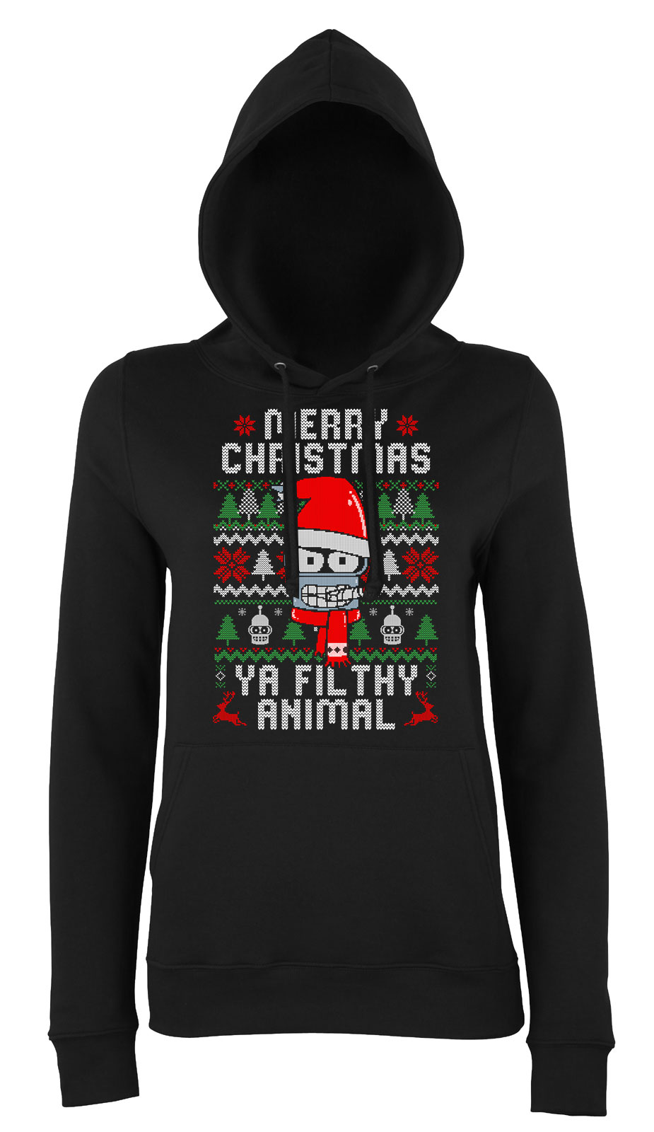 futurama christmas karácsony Fekete Női Kapucnis Pulóver