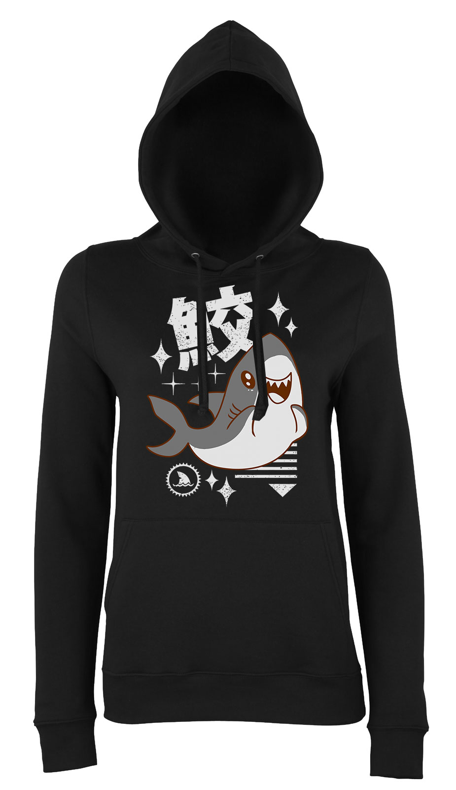 kawaii cuki cápa shark Fekete Női Kapucnis Pulóver