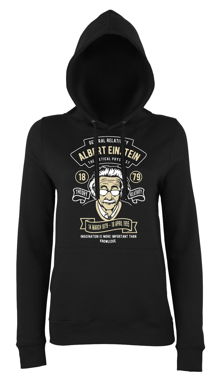 Albert Einstein Fekete Női Kapucnis Pulóver