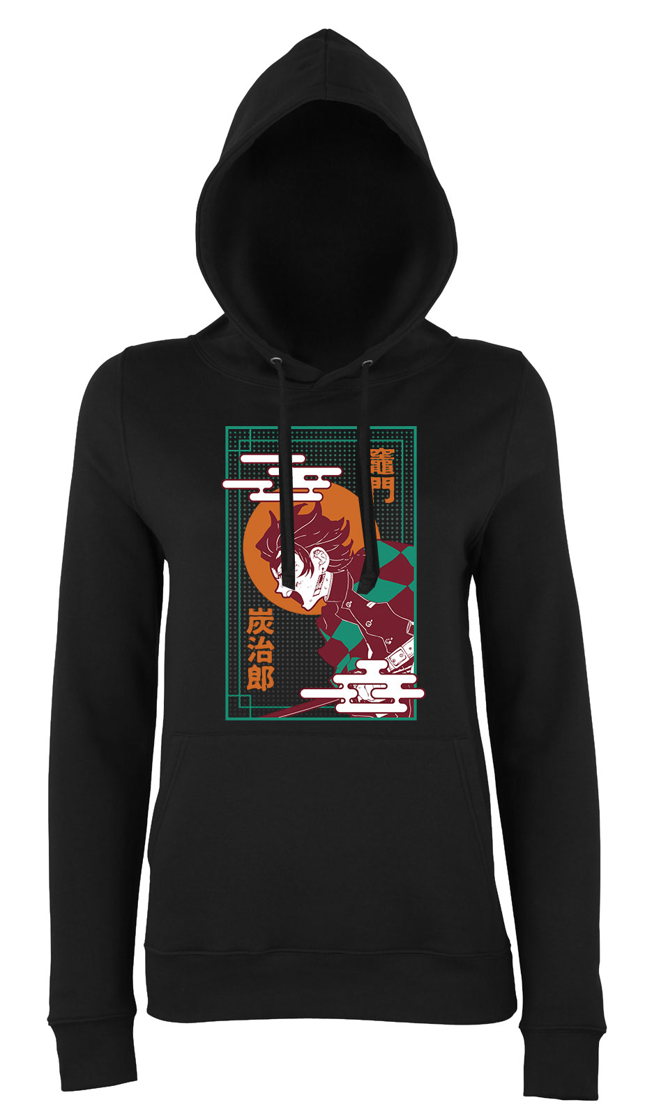 demon slayer tanjiro Fekete Női Kapucnis Pulóver