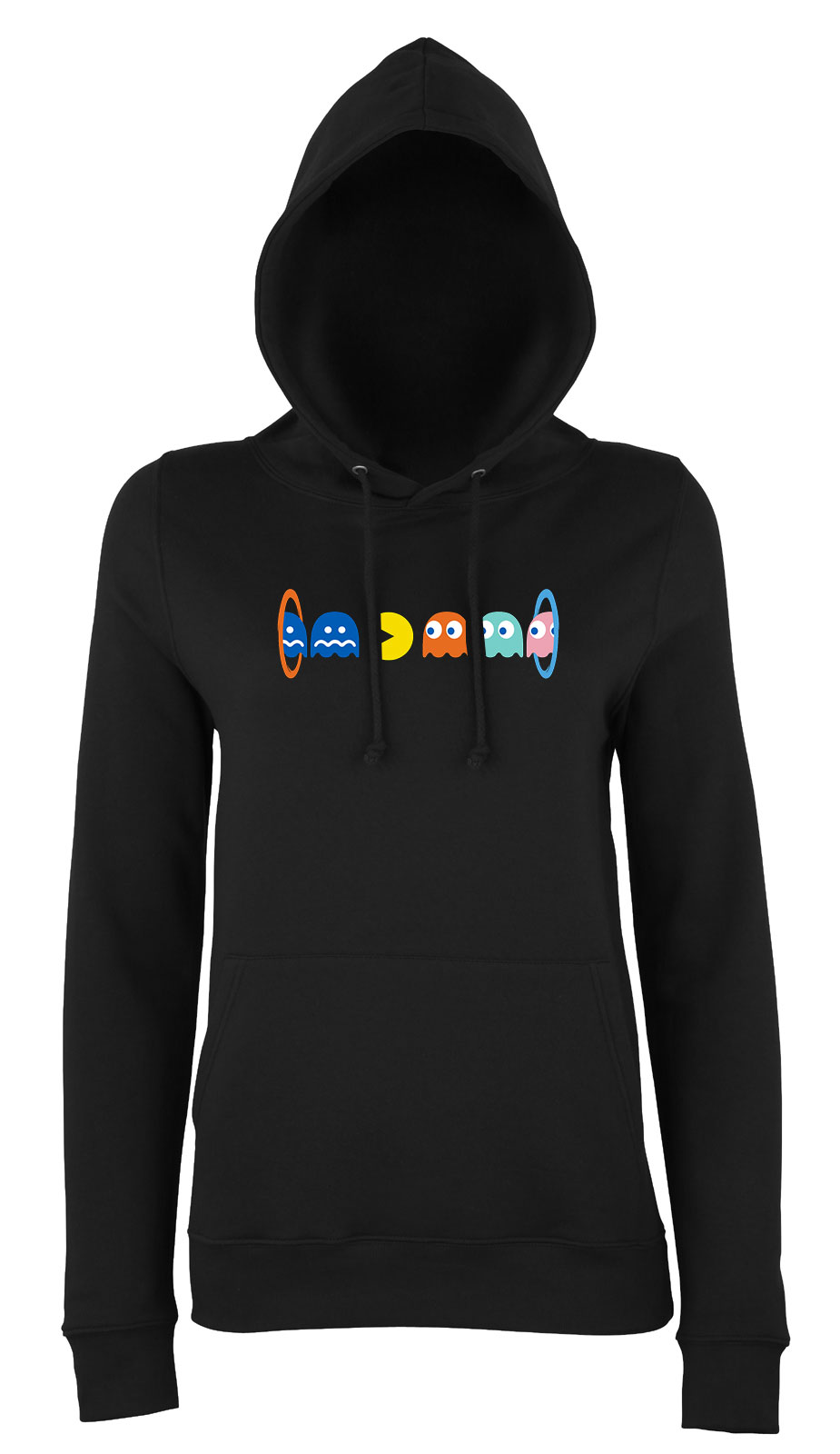 pac man pacman Fekete Női Kapucnis Pulóver