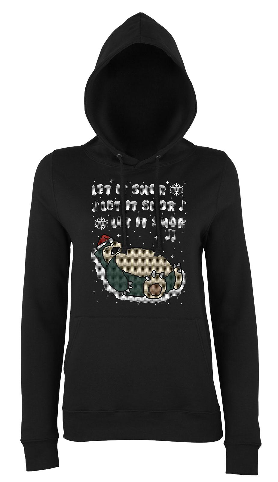 snorlax karácsony Fekete Női Kapucnis Pulóver