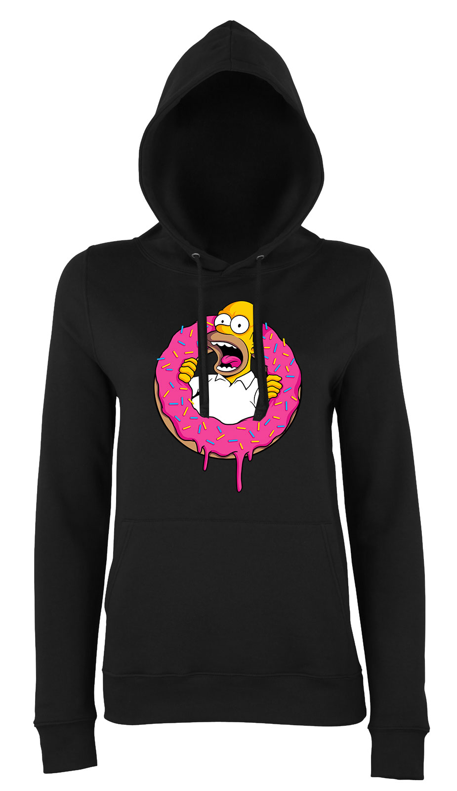 fánk homer donut simpson Fekete Női Kapucnis Pulóver