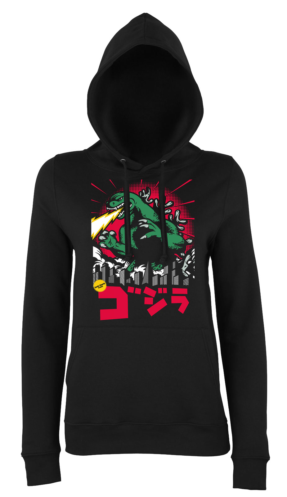 godzilla Fekete Női Kapucnis Pulóver