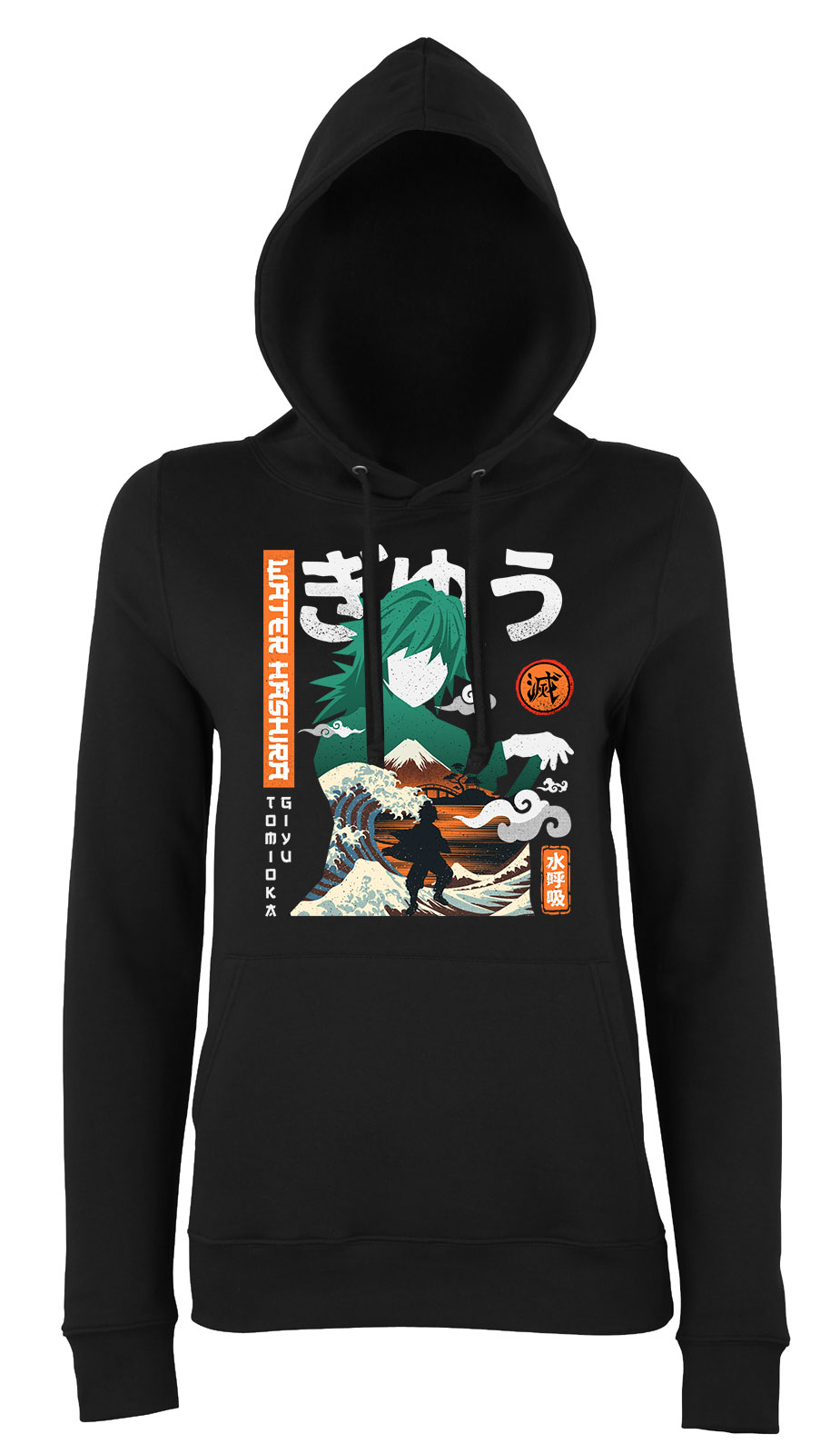 demon slayer tomioka Fekete Női Kapucnis Pulóver