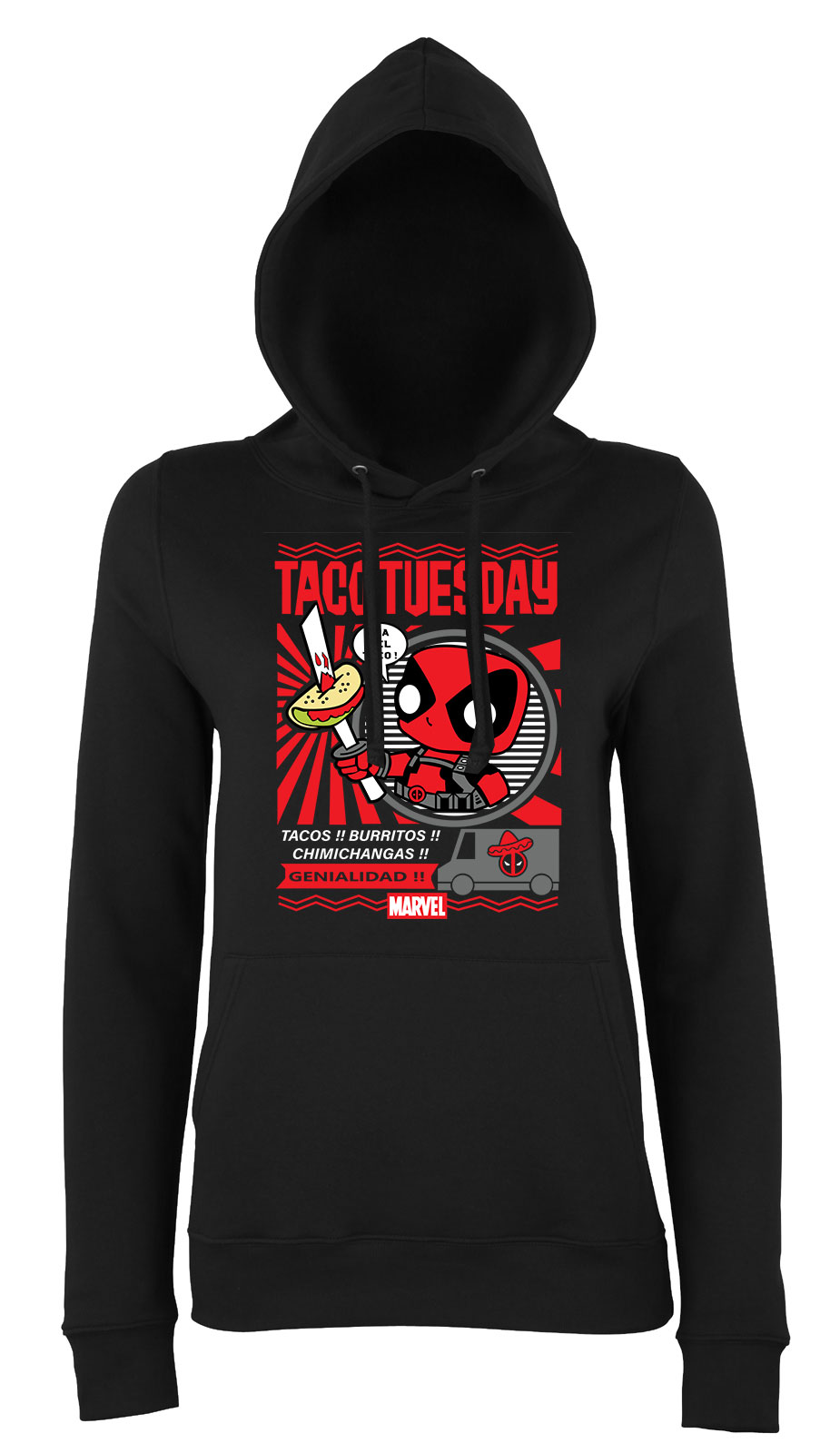 taco tuesday deadpool Fekete Női Kapucnis Pulóver